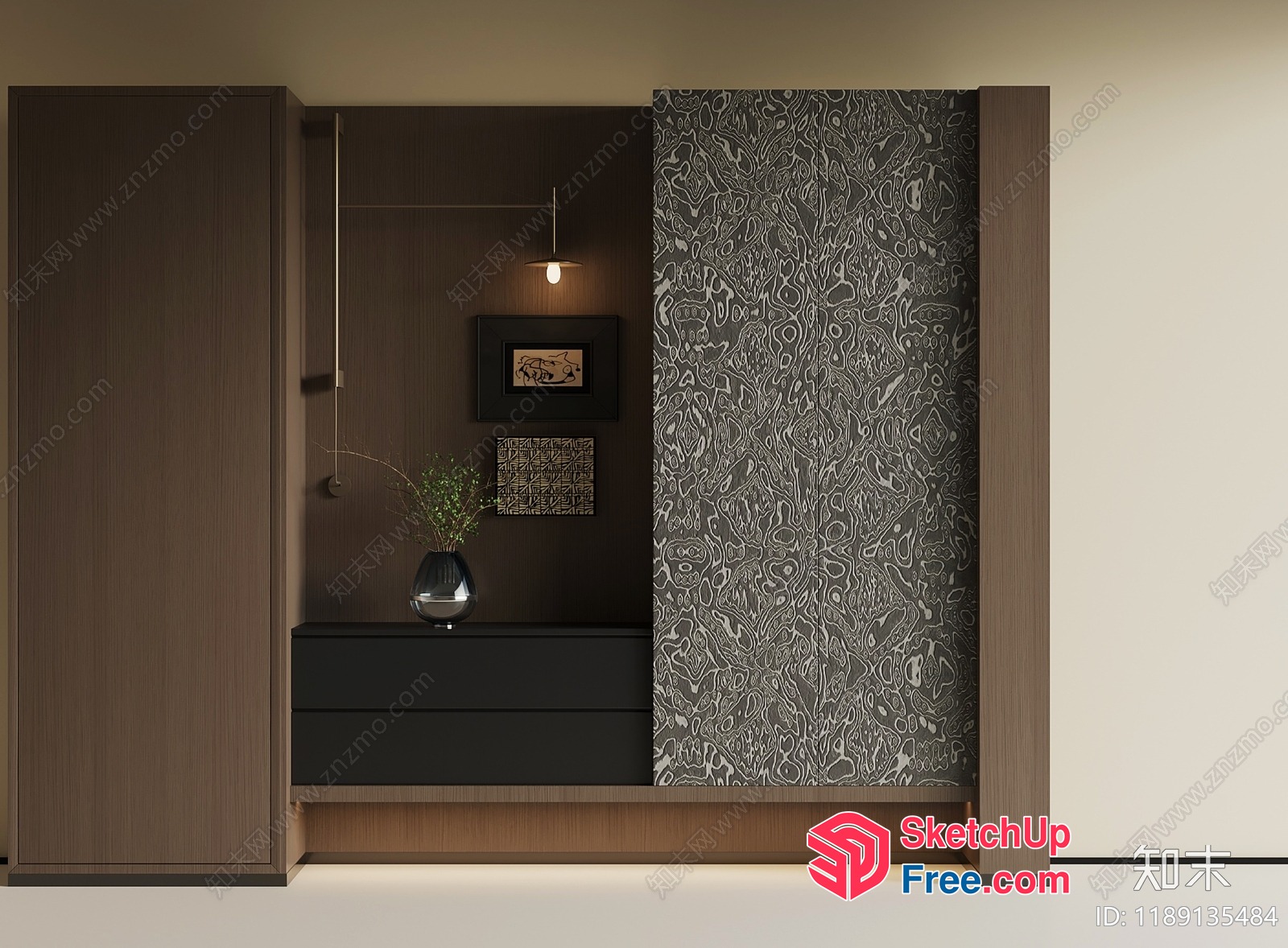 Dark Wood And Black Furniture With Modern Decor 3D SketchUp File