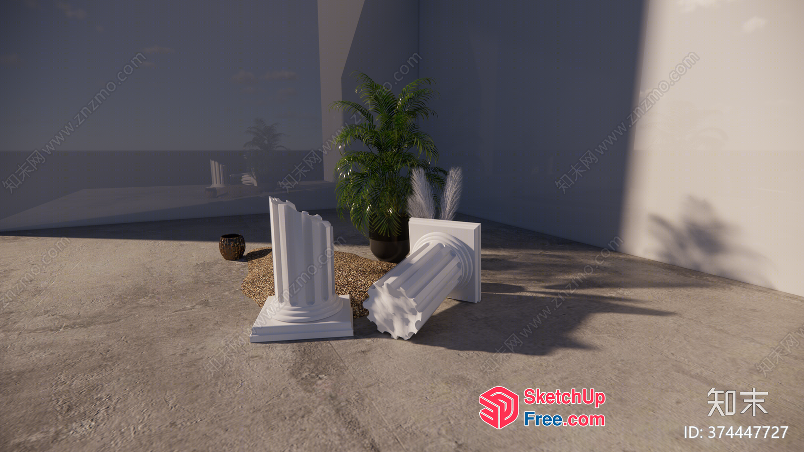 Ancient Pillars In A Modern Interior Setting 3D SketchUp File