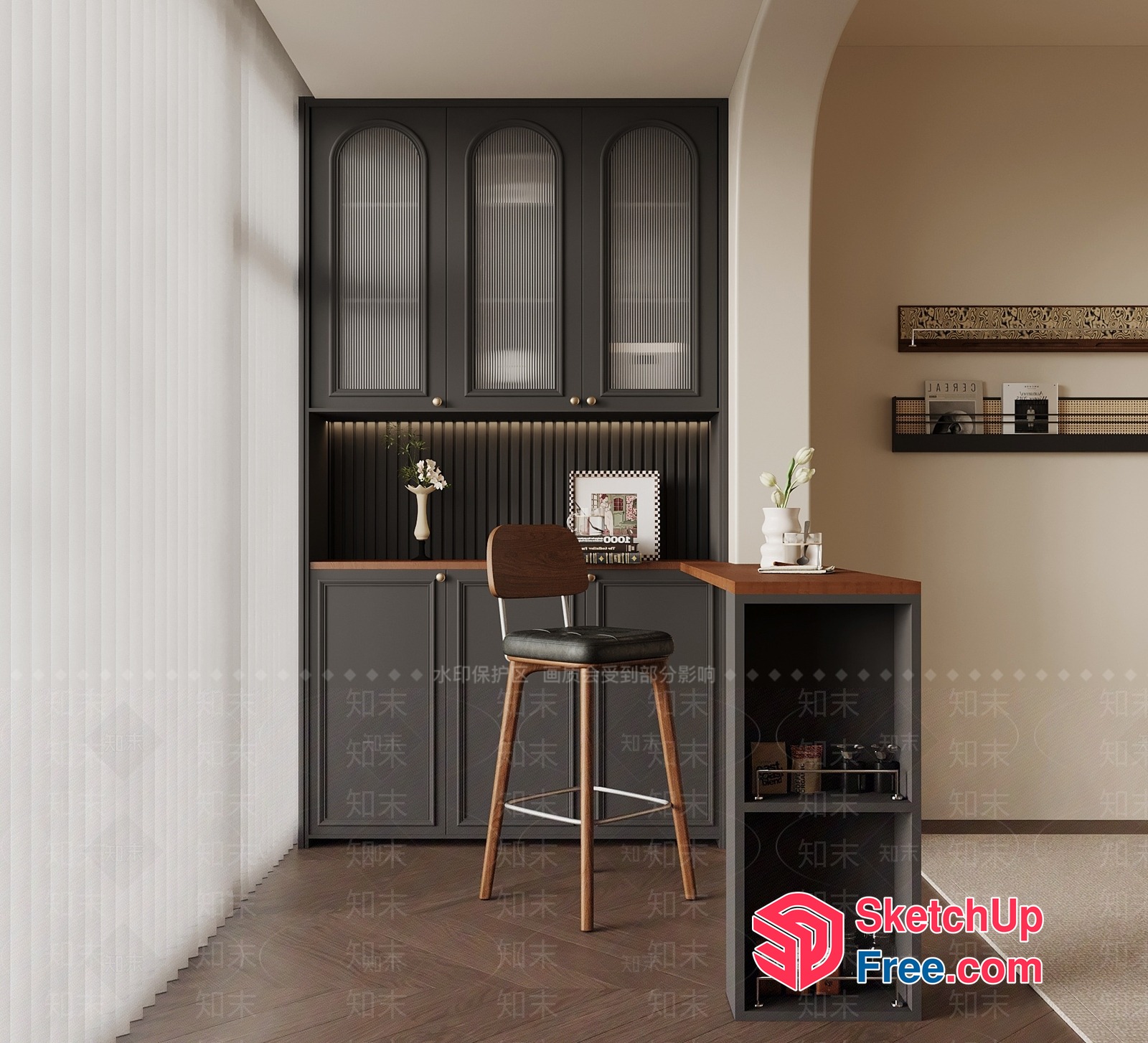 Elegant Modern Bar Counter In Classic Style 3D SketchUp File