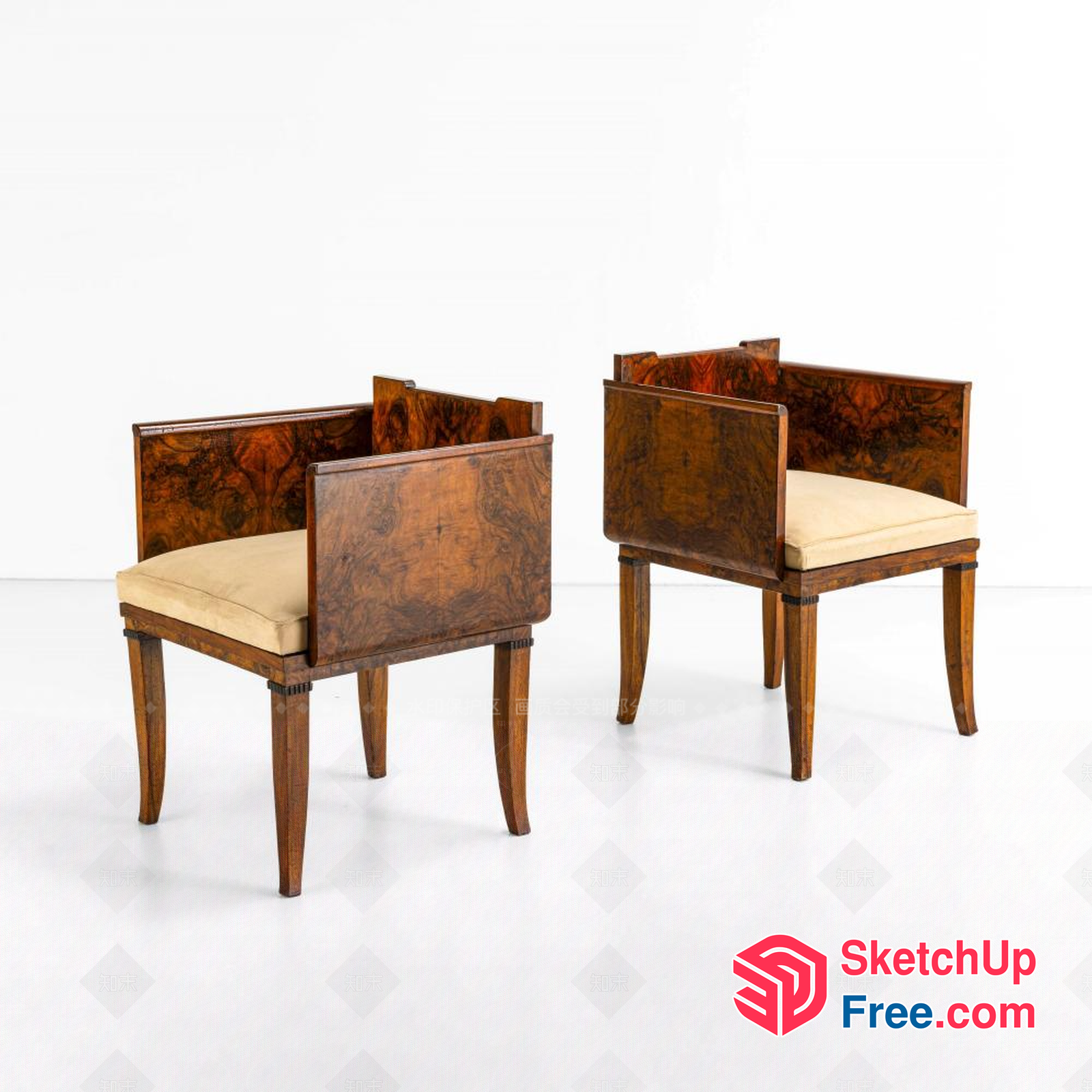 Classic European Style Wooden Chairs 3D SketchUp File