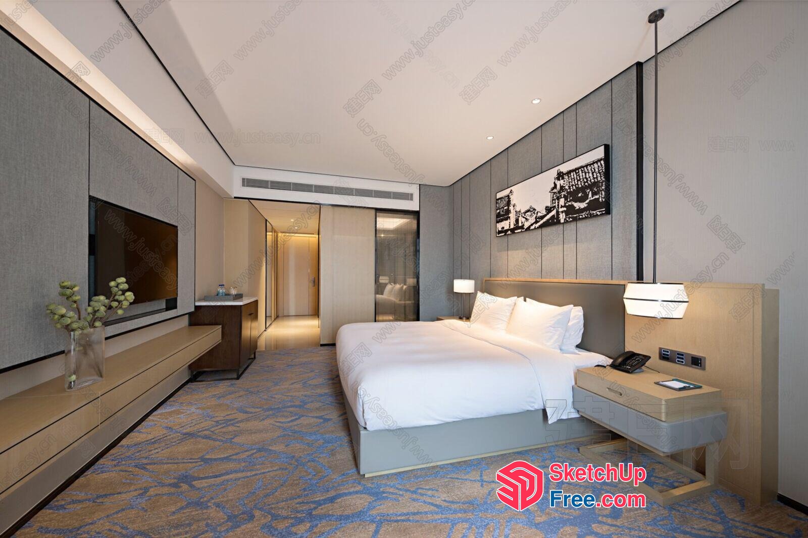 Modern Minimalist Bedroom Design With Clean Lines And Neutral Colors 3D SketchUp File
