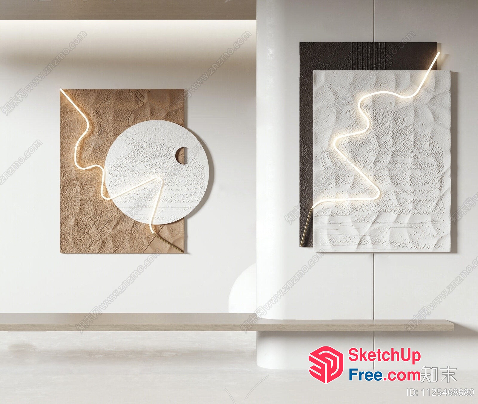 Minimalist Modern Art Pieces In White And Beige 3D SketchUp File