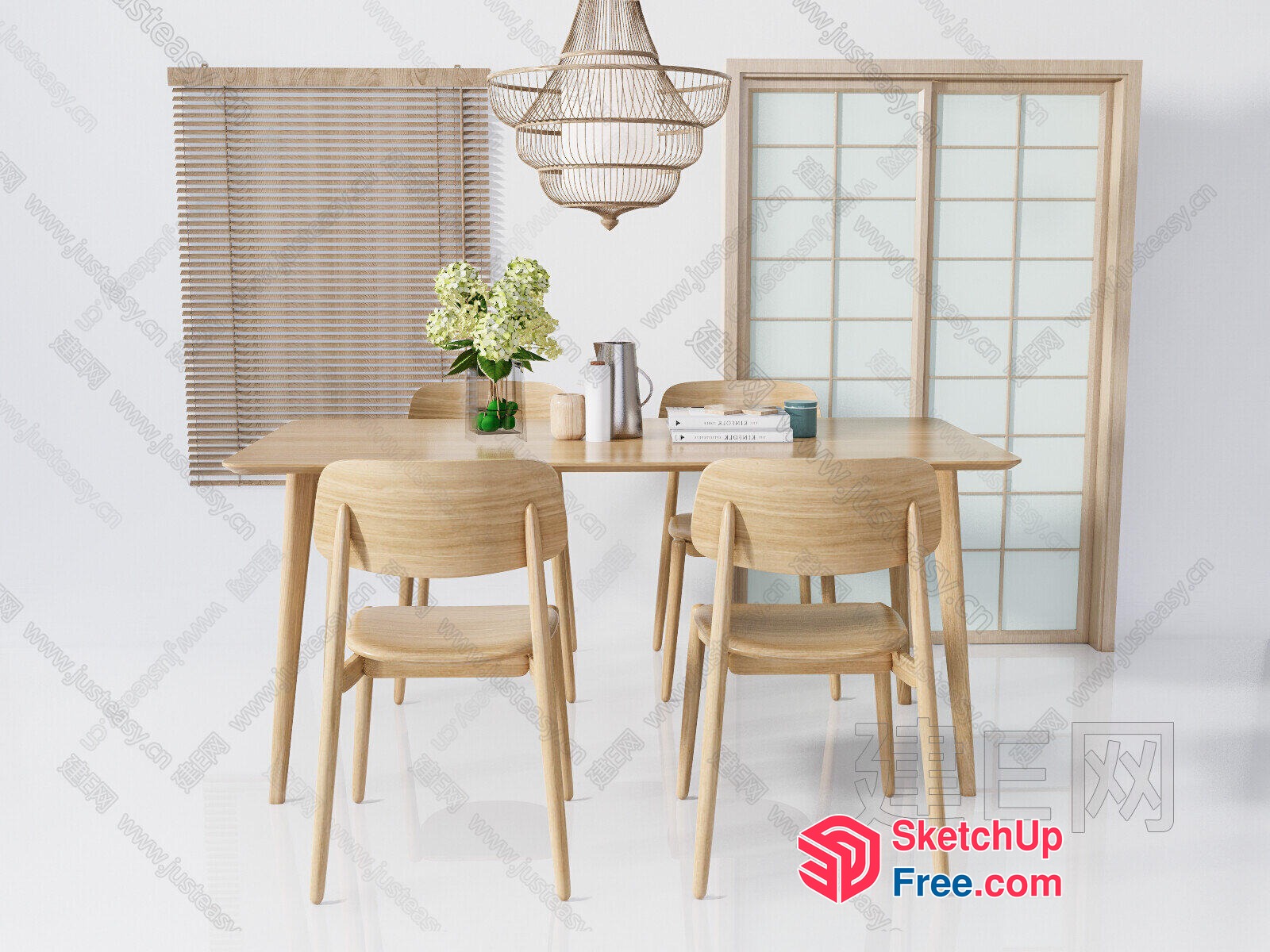 Minimalist Japanese Style Dining Room Set 3D SketchUp File