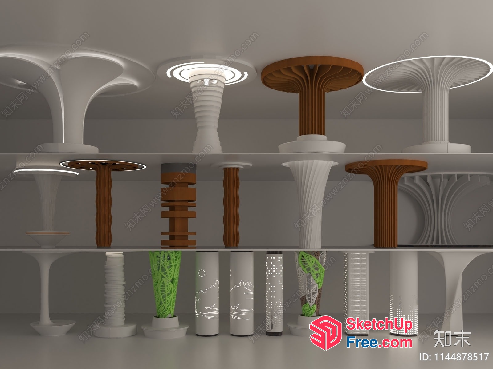 Futuristic Pillar Collection 3D SketchUp File