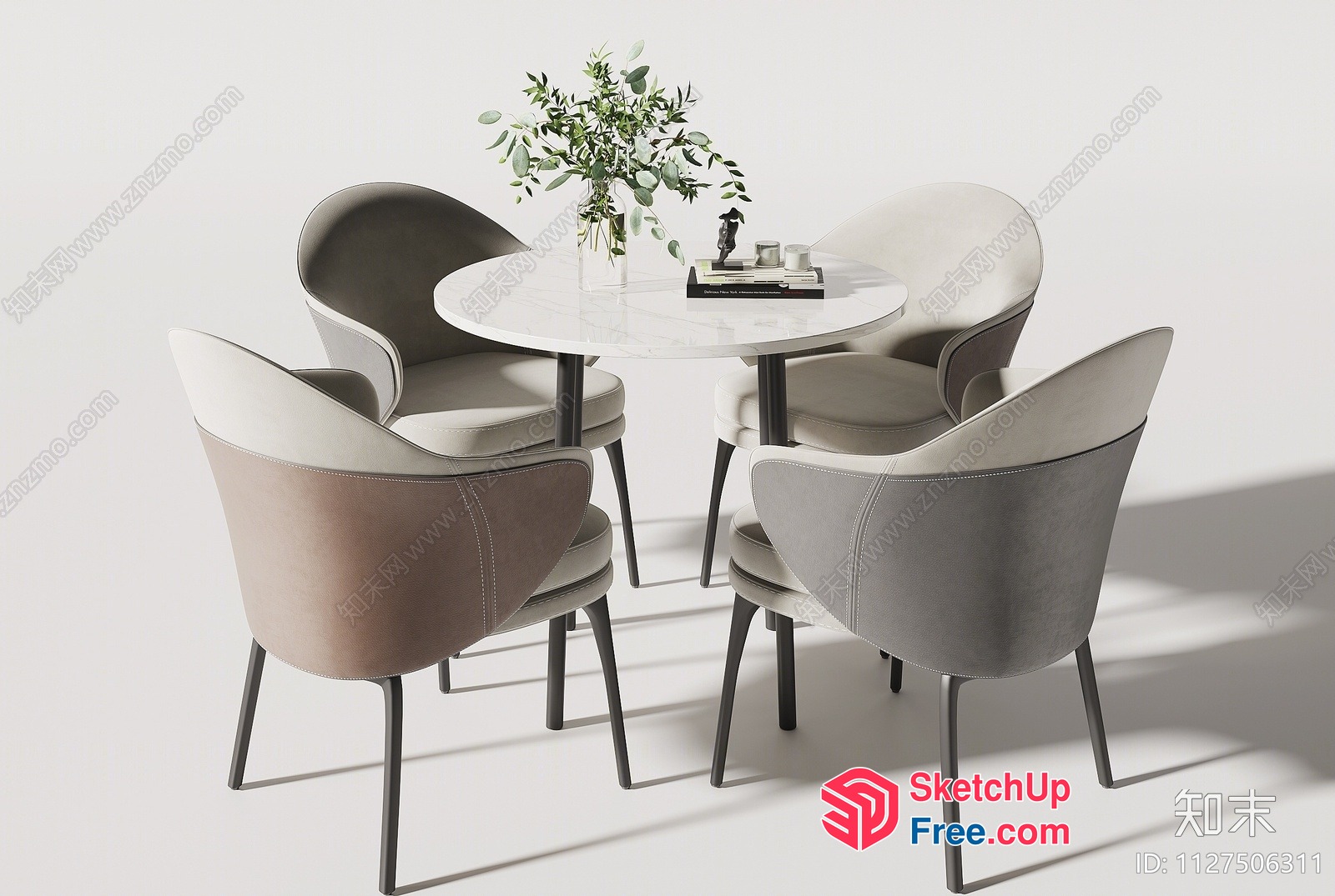 Elegant Dining Table Set With Four Chairs 3D SketchUp File