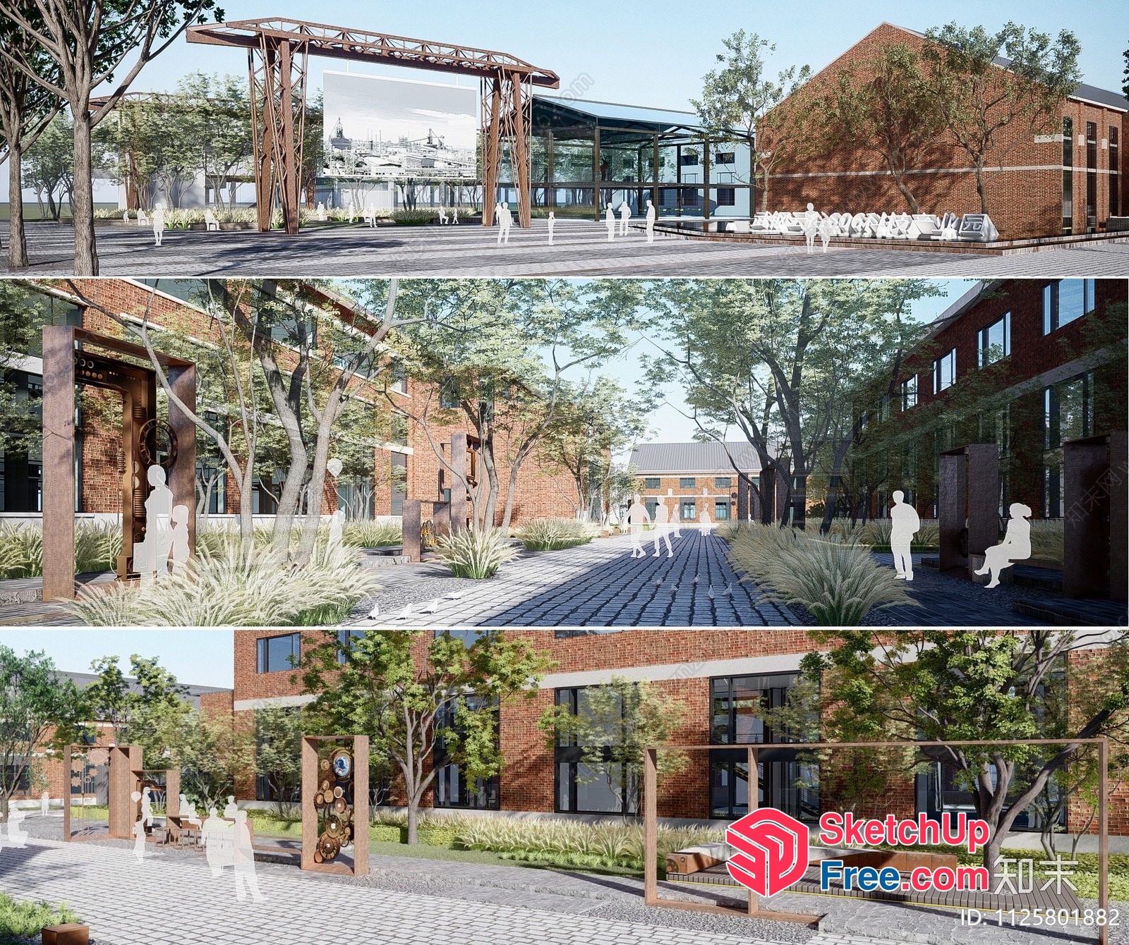Exterior Modern Industrial Park Design 3D SketchUp File
