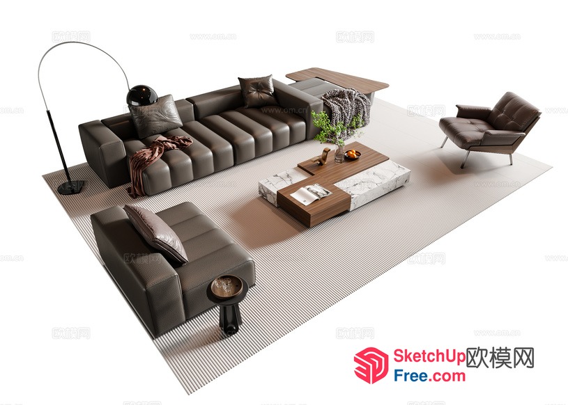 Modern Living Room With Sleek Furniture And Neutral Tones 3D SketchUp File