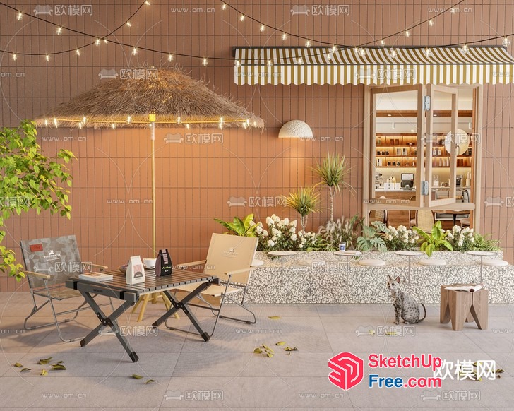 Outdoor Seating Area With Table And Chairs 3D SketchUp File