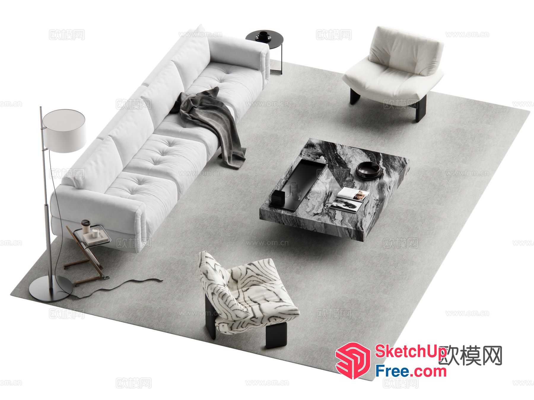Modern Minimalist Living Room Design 3D SketchUp File