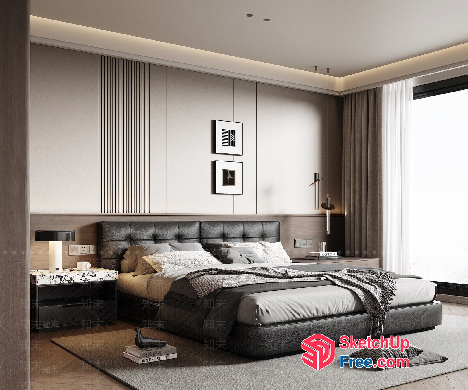 Modern Minimalist Bedroom With Sleek Furniture And Neutral Tones 3D SketchUp File