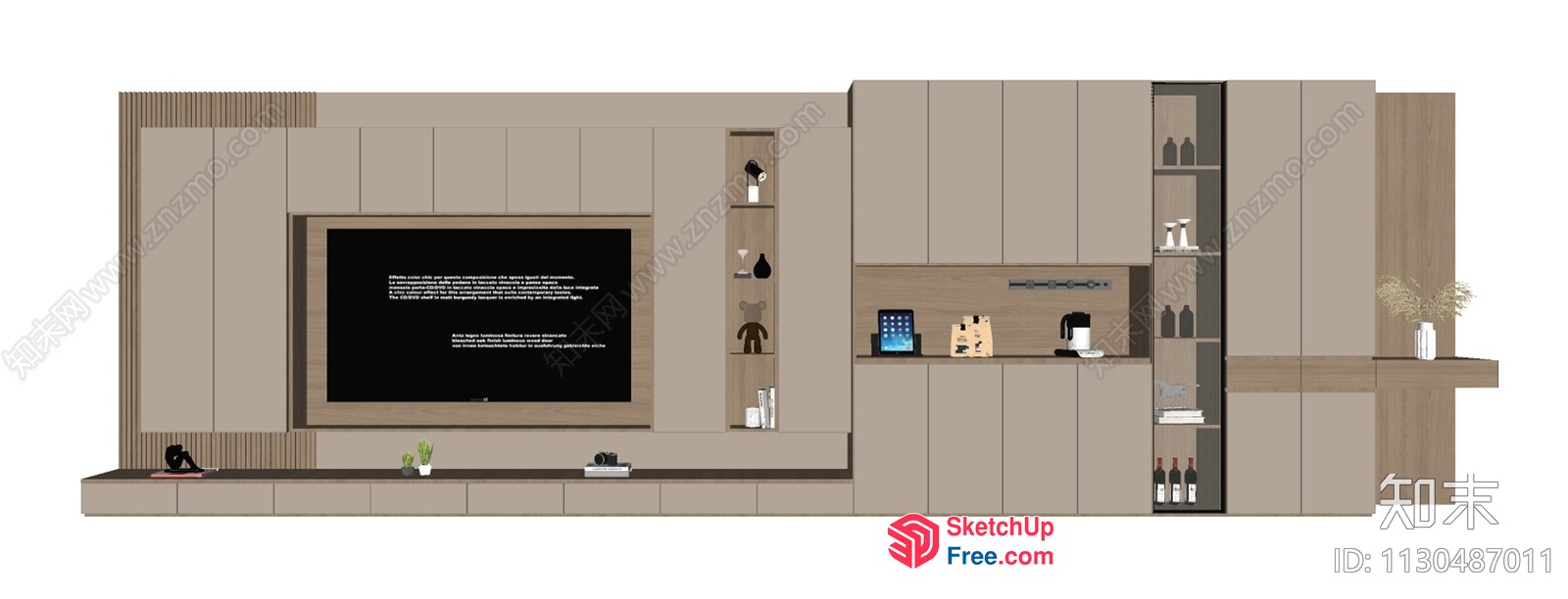 Modern Minimalist Living Room With Tv And Coffee Bar 3D SketchUp File