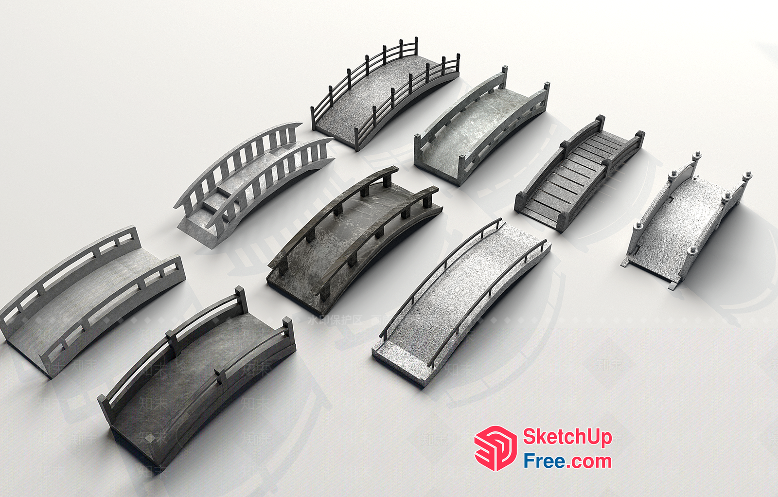 Curved Bridge Models Collection 3D SketchUp File