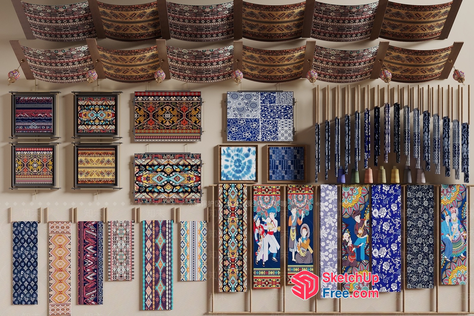 Vibrant Tapestry And Textile Art Display 3D SketchUp File
