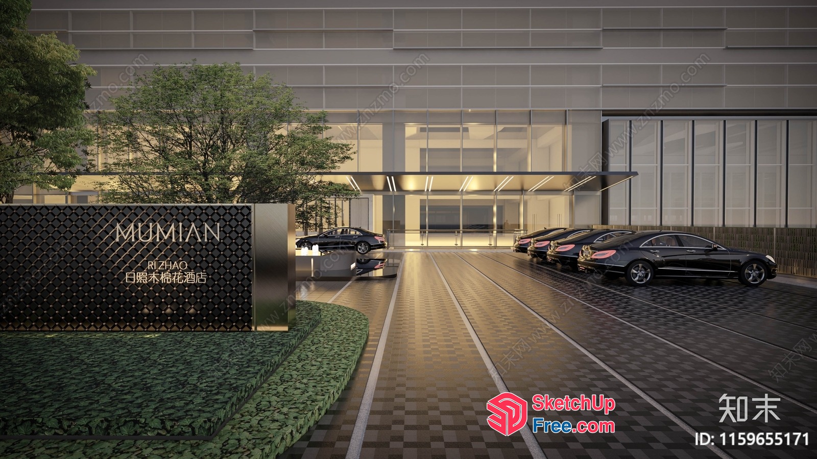 Entrance To A Modern, Sleek, And Luxurious Building 3D SketchUp File