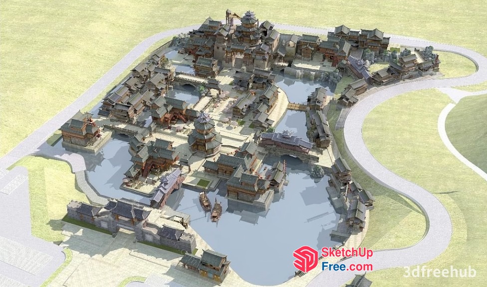 Ancient Asian Village 3D SketchUp File