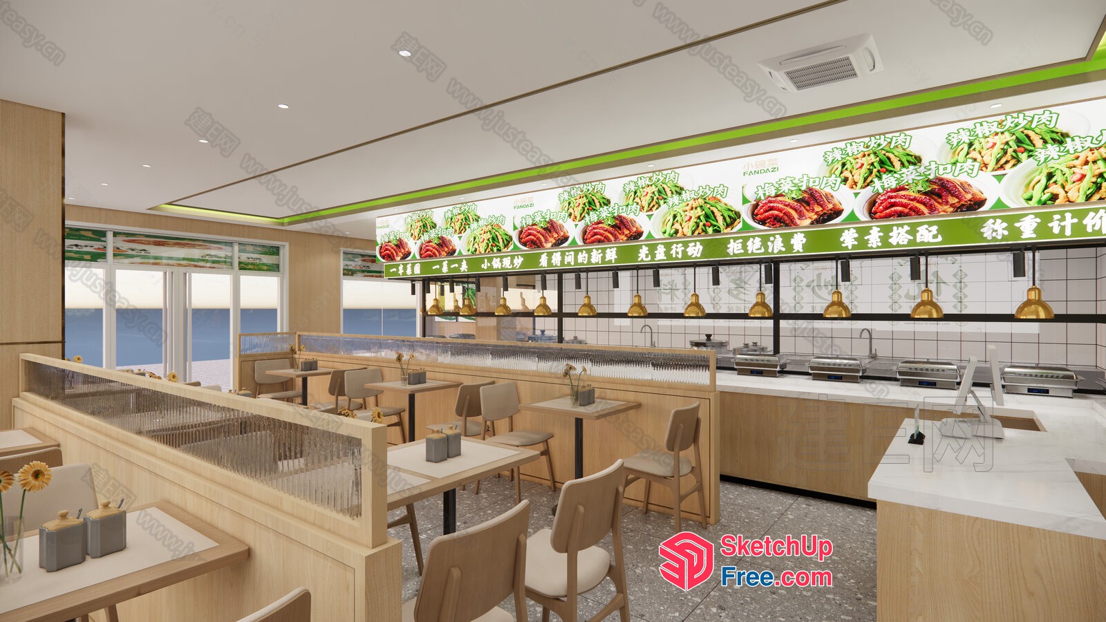 Modern Asian Restaurant Interior Design 3D SketchUp File