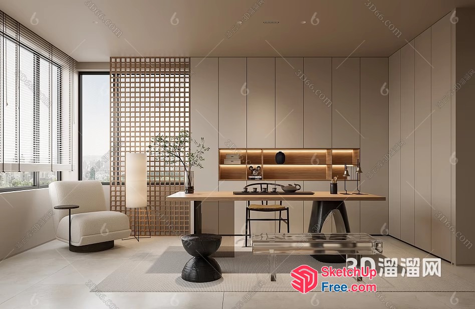 Elegant Modern Minimalist Japanese Style Interior 3D SketchUp File