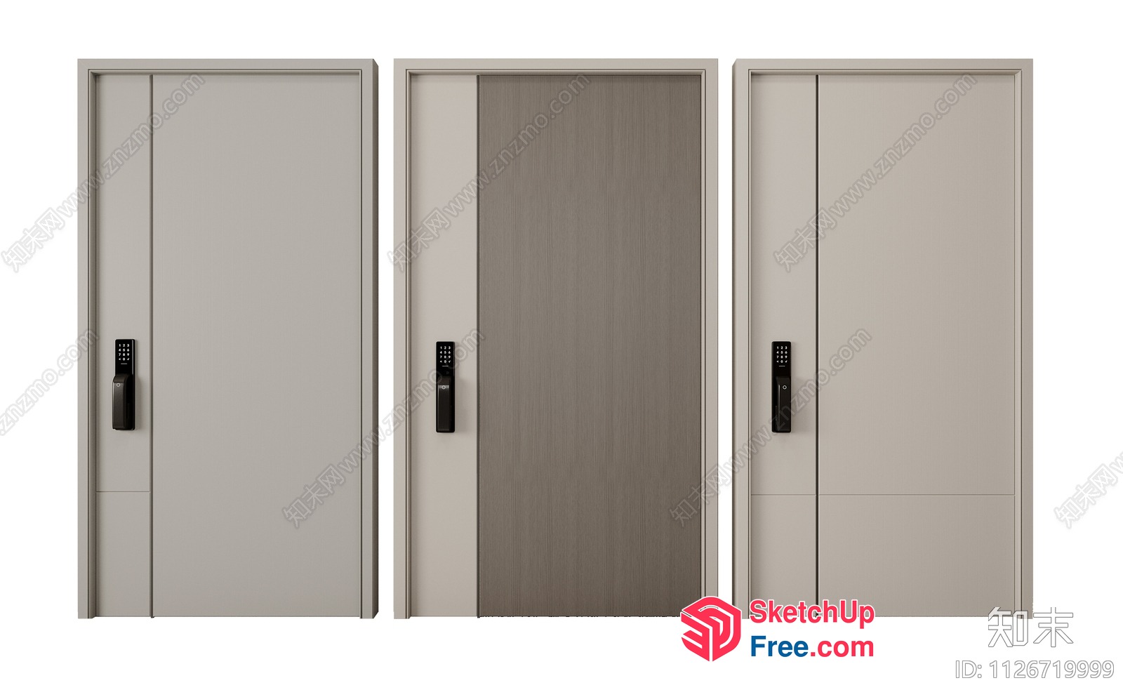 Three Elevators With Modern Handles 3D SketchUp File