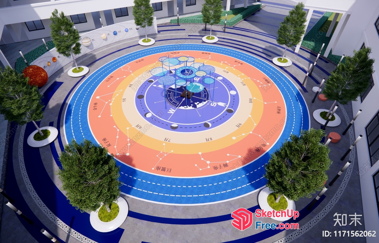 Colorful Outdoor Play Area With Circular Design 3D SketchUp File