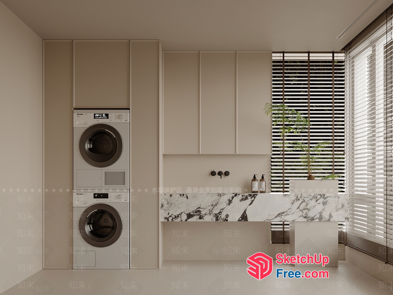 Modern Minimalist Laundry Room With Sleek Appliances 3D SketchUp File