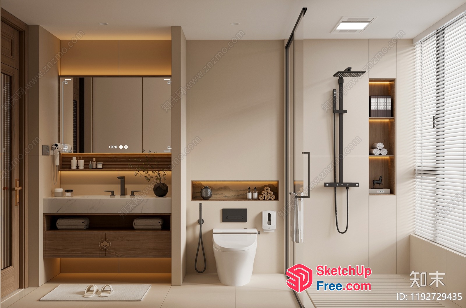 Modern Bathroom Interior Design With Sleek Fixtures 3D SketchUp File