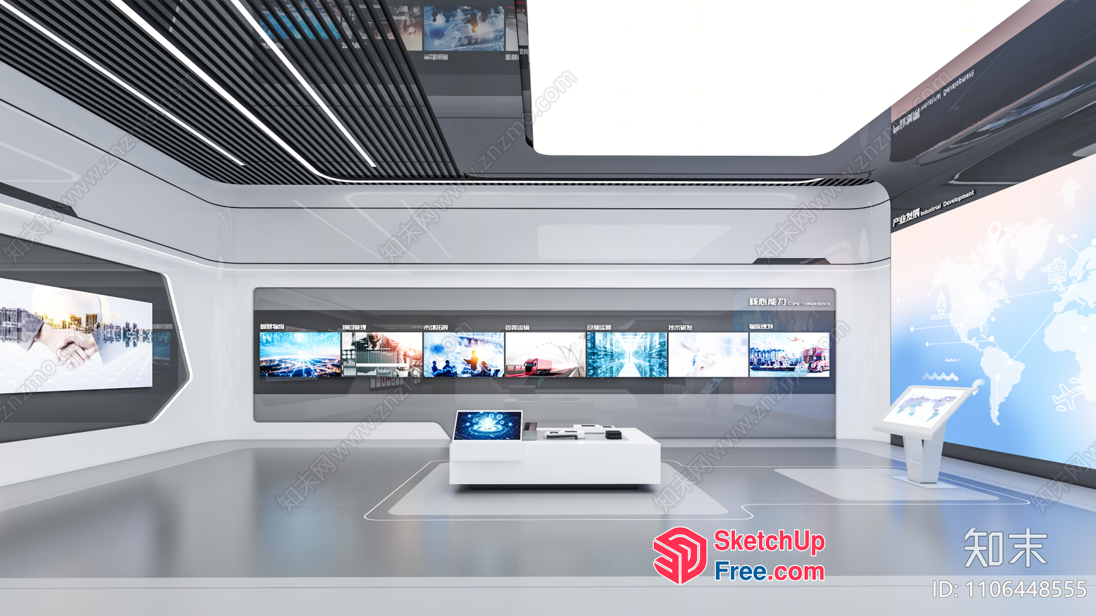 Futuristic High-Tech Room With Interactive Displays 3D SketchUp File
