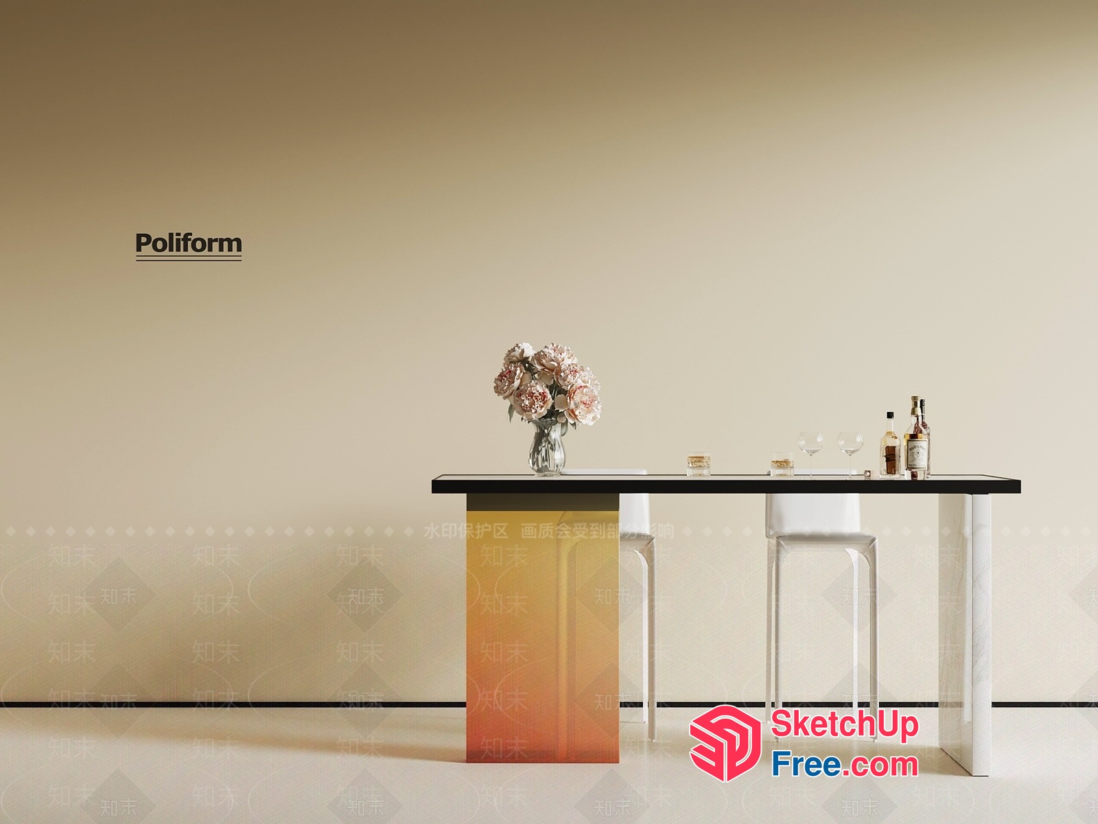 Poliform Table Set 3D SketchUp File