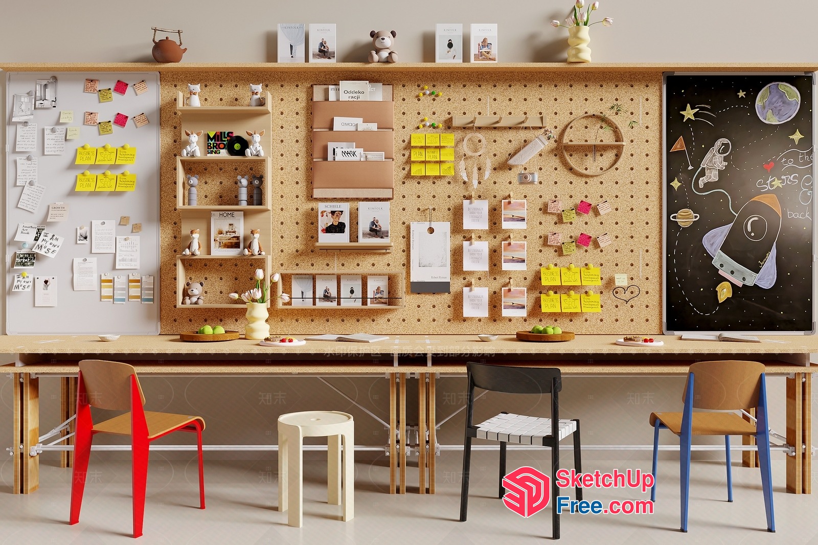Modern Office Furniture Arrangement 3D SketchUp File