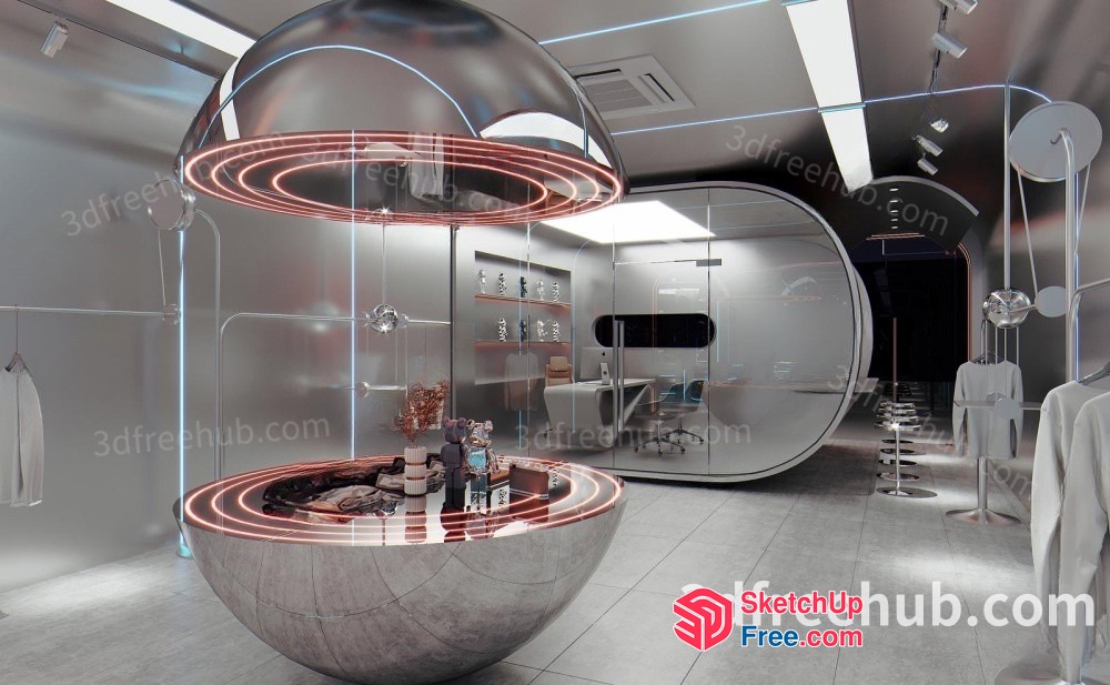 Futuristic Space Capsule Interior Design 3D SketchUp File