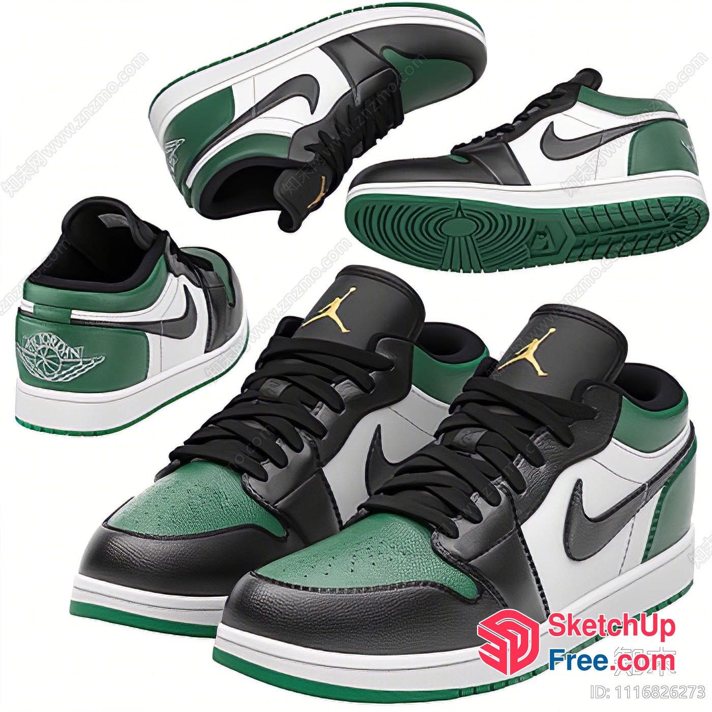 Green And Black Air Jordan Sneakers 3D SketchUp File