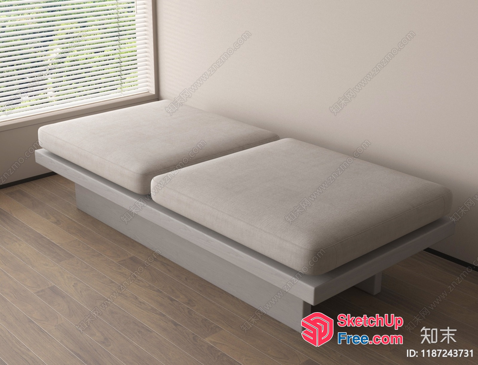 Two Single Beds In A Minimalist Interior 3D SketchUp File