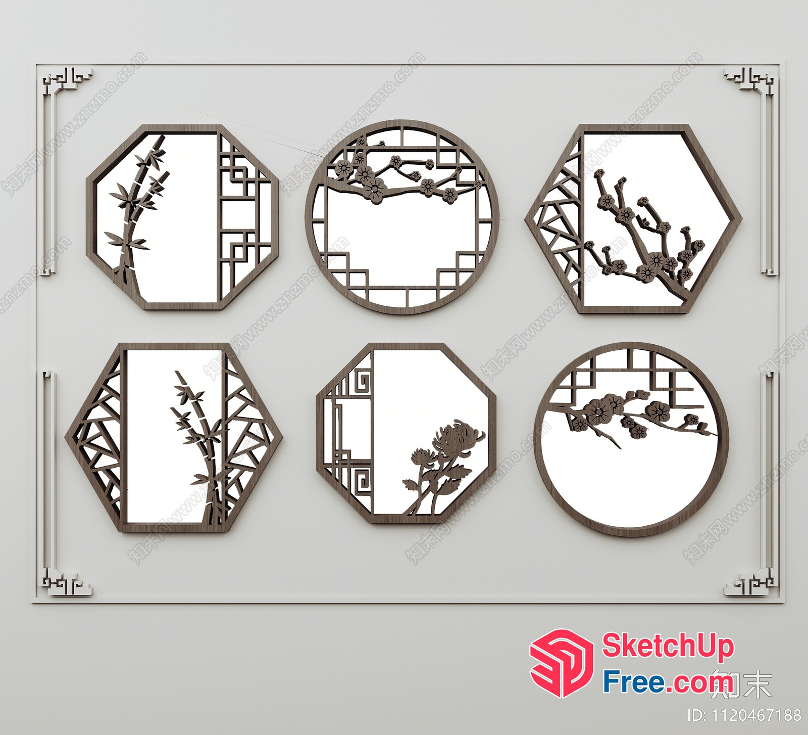 Ornate Geometric Flower Wall Decor 3D SketchUp File