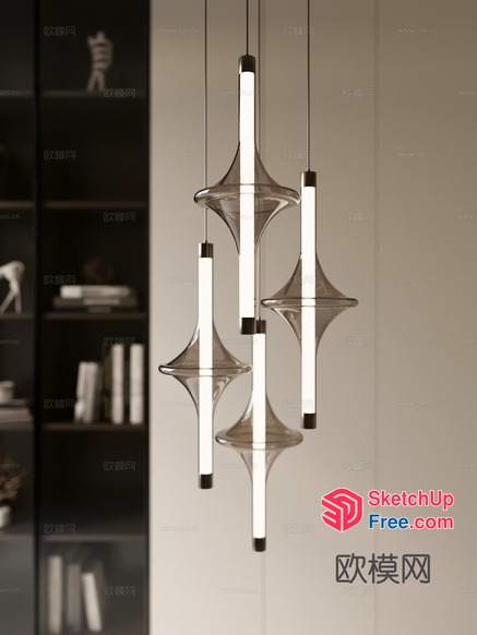 Suspended Glass And Metal Light Fixtures 3D SketchUp File