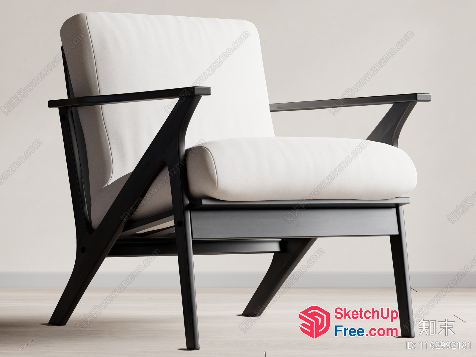 Modern Minimalist White Chair With Black Frame 3D SketchUp File