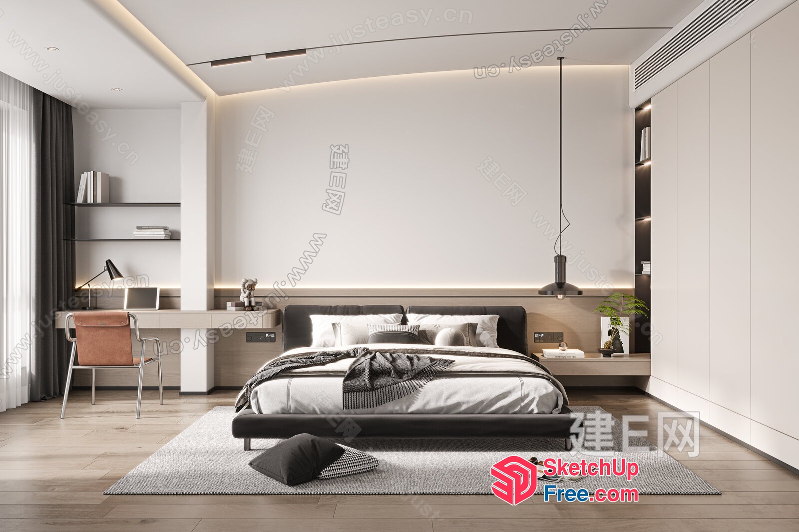 Modern Minimalist Bedroom Interior Design 3D SketchUp File