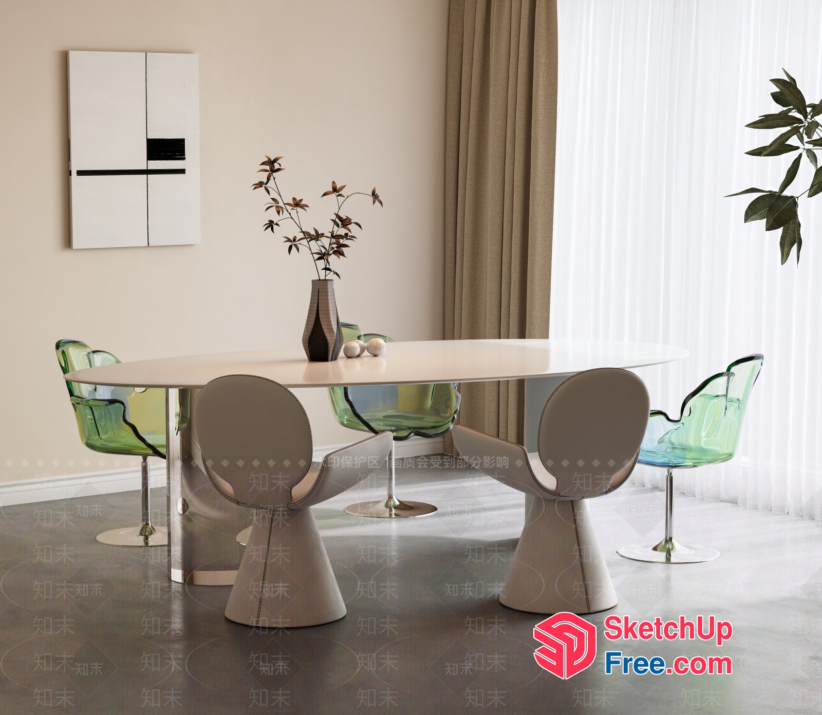 Minimalist Dining Room With Modern Furniture 3D SketchUp File