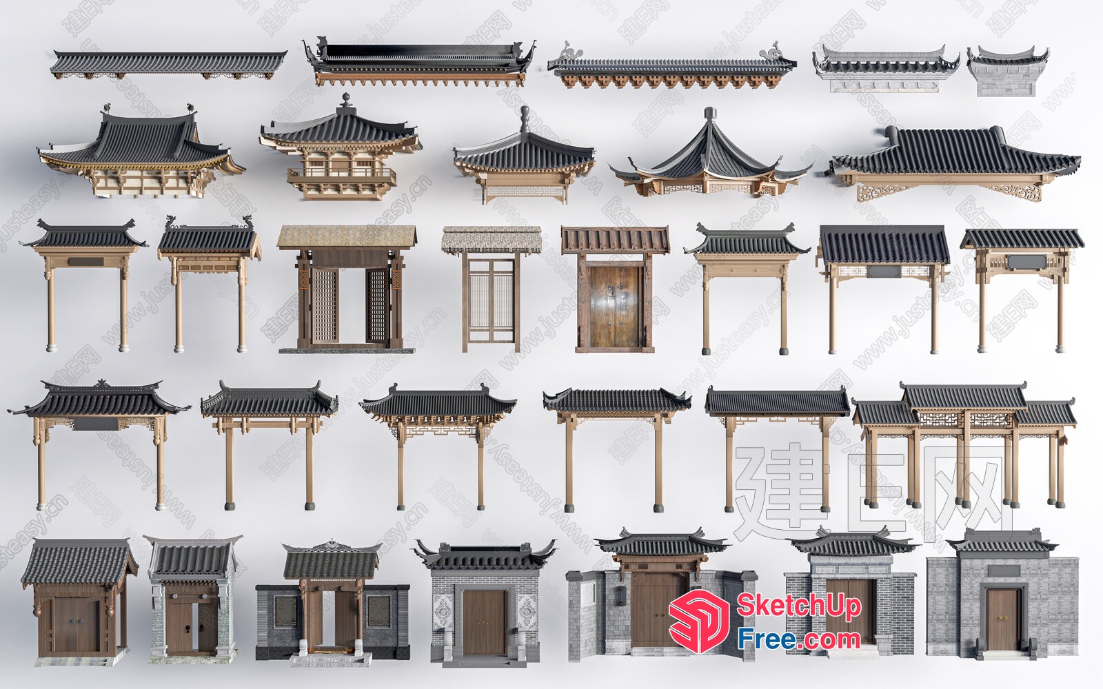 Traditional Asian Roof Designs 3D SketchUp File