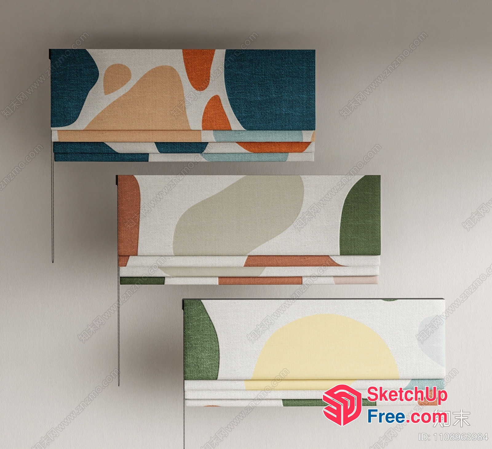 Colorful Abstract Shapes On White Background 3D SketchUp File