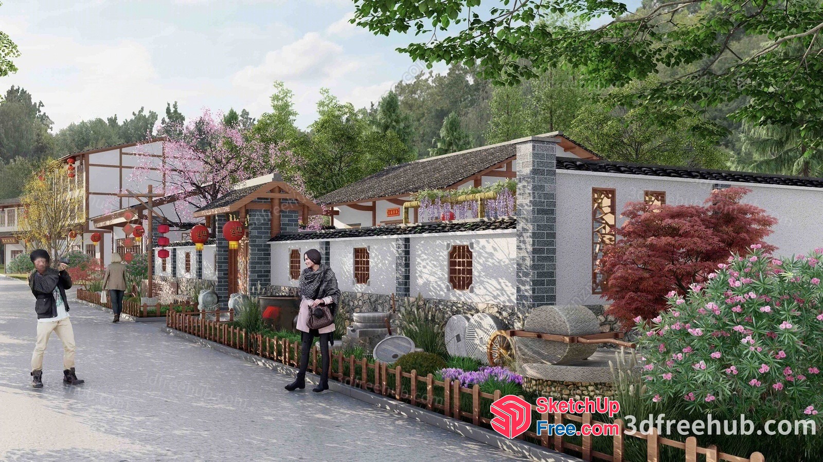Asian Style Exterior Decorations For A Traditional House 3D SketchUp File