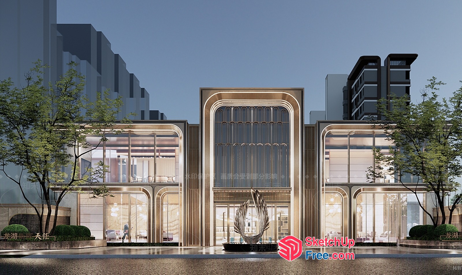 Luxurious Modern Building Exterior 3D SketchUp File