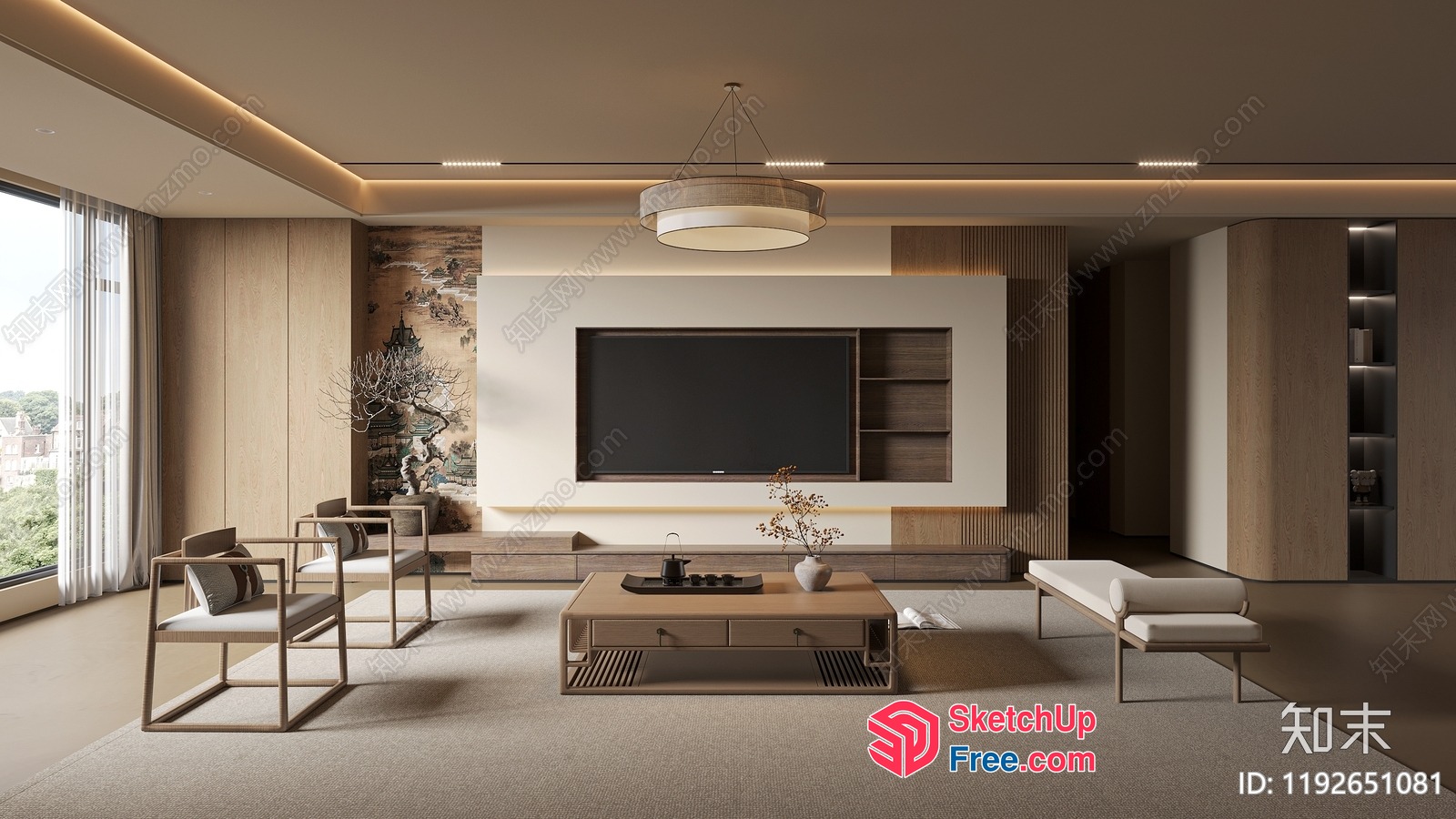 Minimalist Japanese Style Living Room 3D SketchUp File