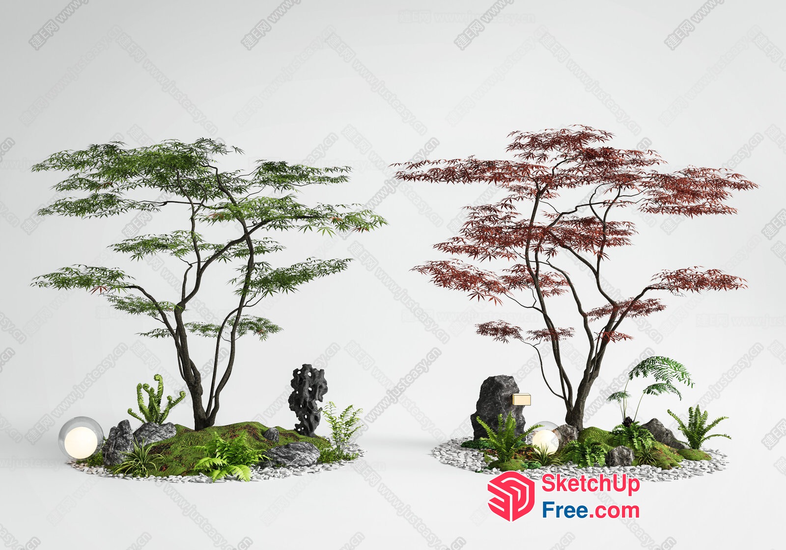 Japanese Style Garden With Traditional Decorations 3D SketchUp File