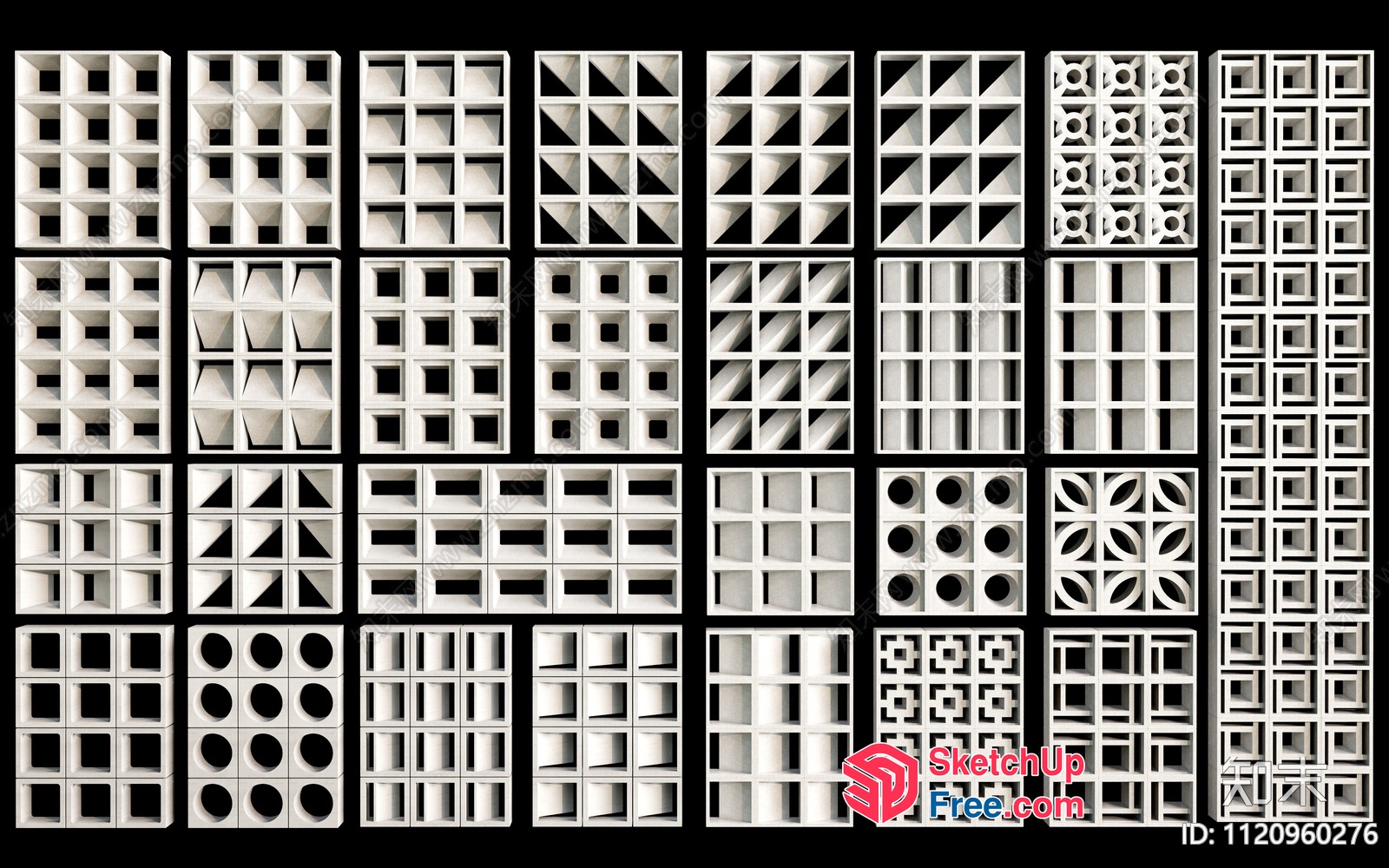 Geometric Patterned Wall Decorations 3D SketchUp File