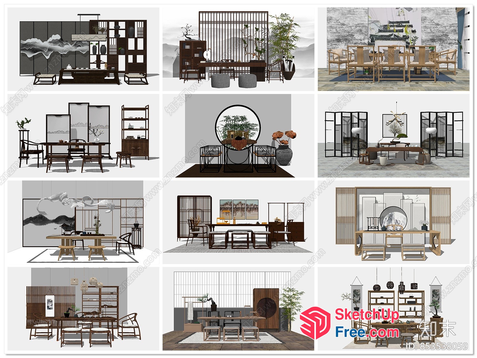 Asian-Inspired Interior Design 3D SketchUp File