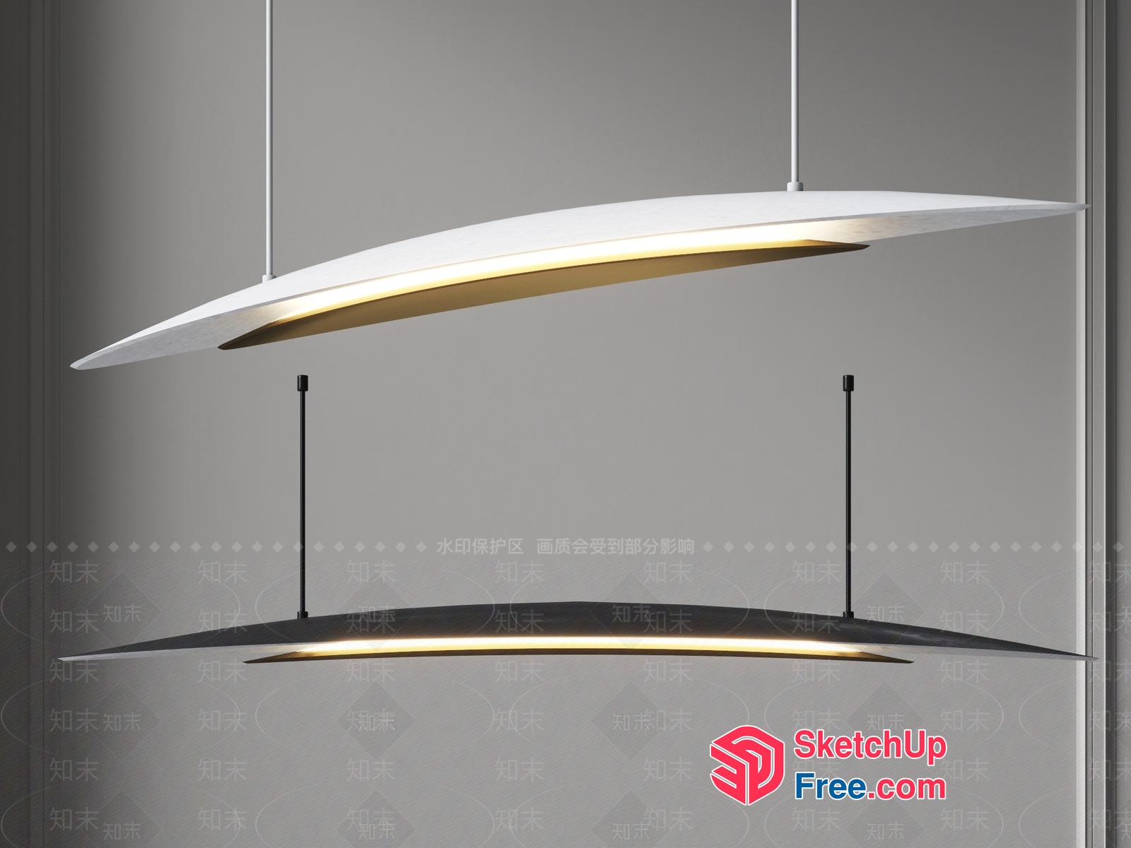Sleek Modern Hanging Light Fixture 3D SketchUp File