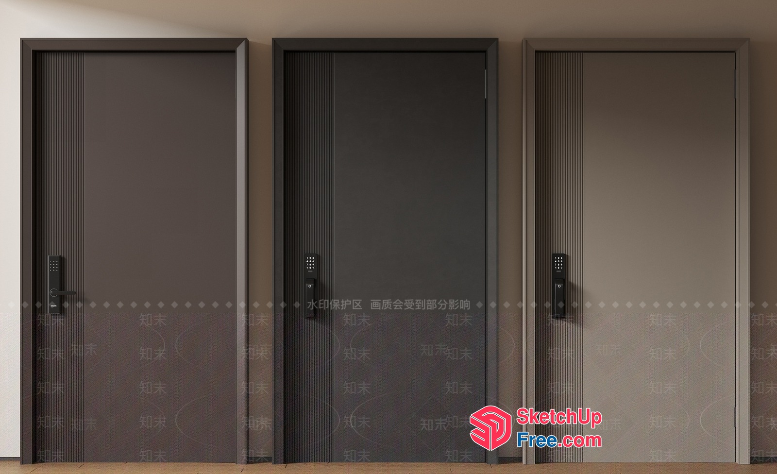 Modern Elevator Doors With Digital Locks 3D SketchUp File