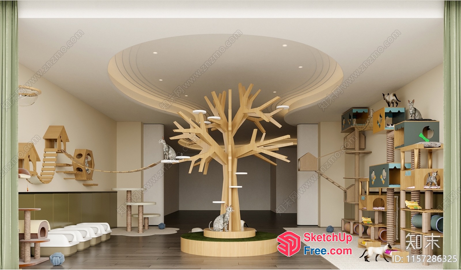 Elegant And Modern Cat Tree Design 3D SketchUp File
