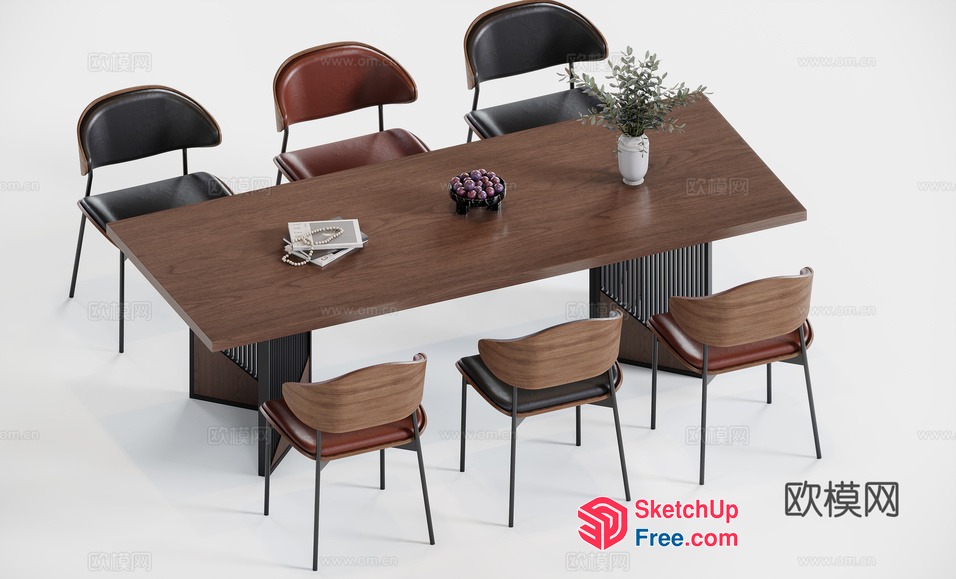 Elegant Dining Room Set With Modern Furniture 3D SketchUp File