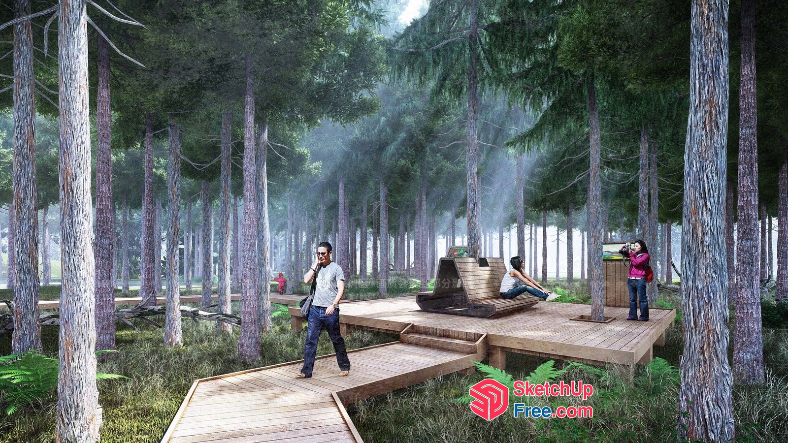 Serene Forest Walkway 3D SketchUp File
