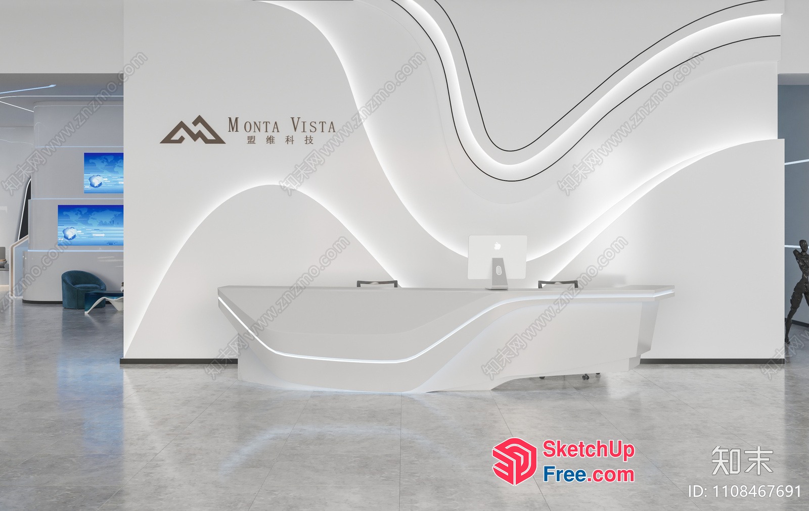 Elegant And Modern Office Reception Area 3D SketchUp File